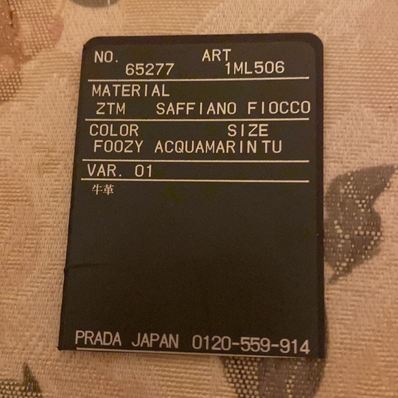 PRADA SAFFIANO LEATHER ZIP AROUND WALLET FRONT BOW AQUAMARINE EUC With COA - Picture 3 of 15